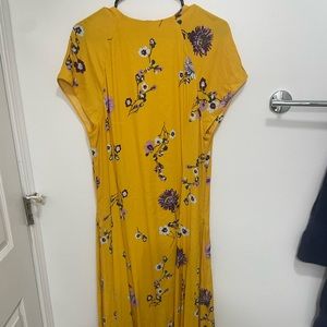 Free people Dress high low long buttons front. Yellow floral print dress/ Large